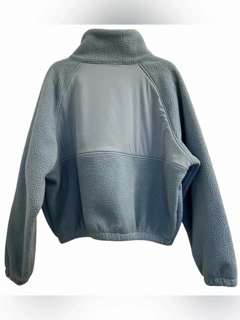 Blogilates Bonfire Fleece Jacket Full Zip Cargo Pocket Mock Neck Blue Women Sz M